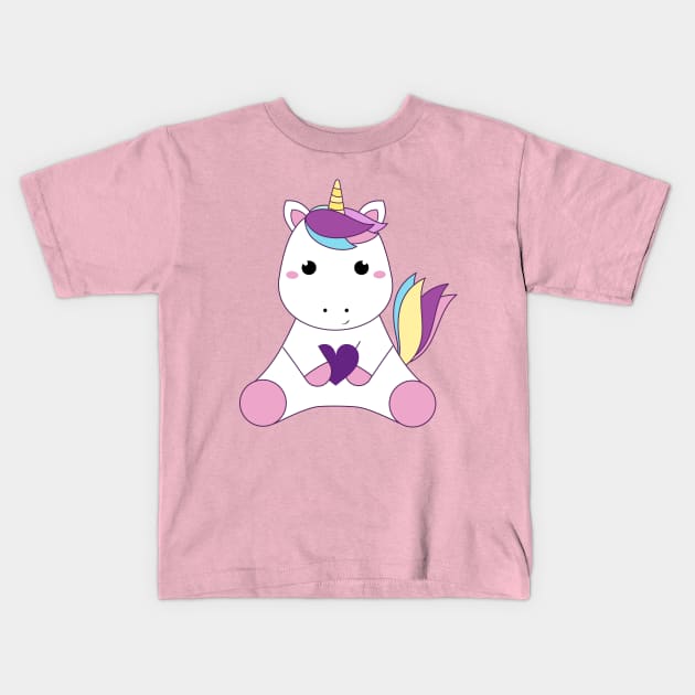 Baby unicorn and heart Kids T-Shirt by grafart